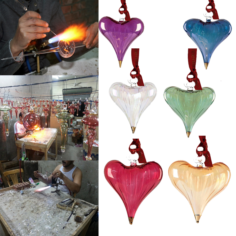 Wholesale Hand Blown Glass Hearts for Christmas or Wedding Ornam